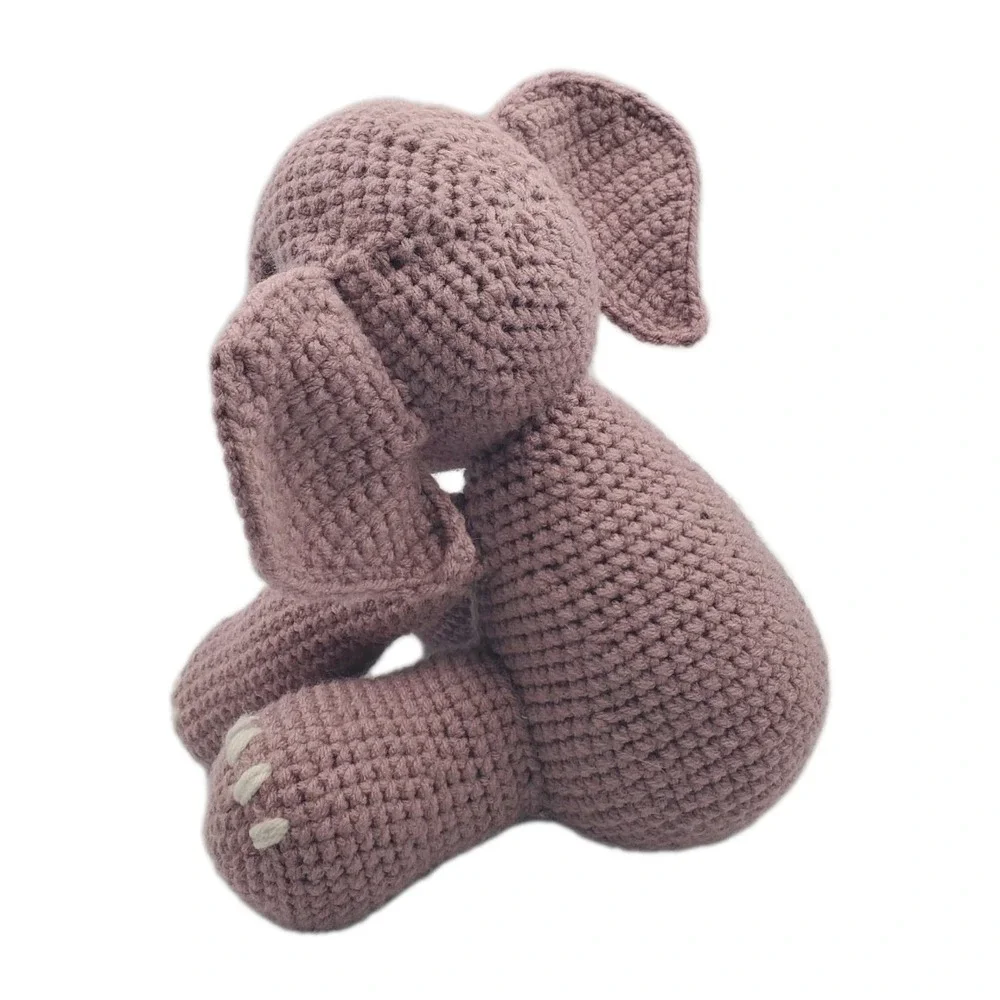 Handmade Crochet Elephant Plush Gray Stuffed Animal Soft Toy